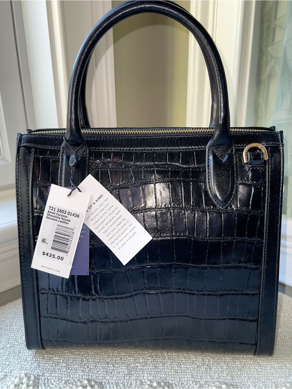 NWT Brahmin Leather Small Caroline Satchel, Showtime Royale - Picture 4 of 8